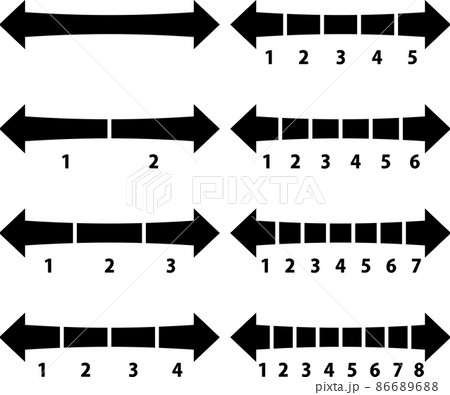 1から8までの段階に区切られた矢印のイラスト素材 [86689688] - PIXTA