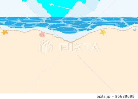 シンプルな海と砂浜の背景イラストのイラスト素材