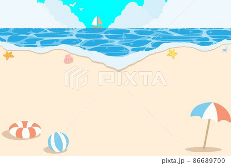 かわいい手描きのビーチのイラスト 86689700