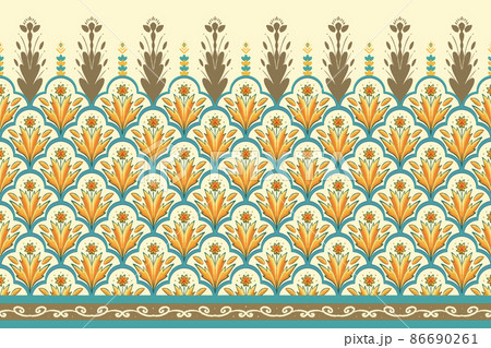 Yellow, Green Teal on Ivory. Geometric ethnic oriental pattern traditional Design for background,carpet,wallpaper,clothing,wrapping,Batik,fabric, vector illustration embroidery style Yellow, Green Teal on Ivory. Geometric ethnic oriental pattern traditional Design for background,carpet,wallpaper,clothing,wrapping,Batik,fabric, vector illustration embroidery style 86690261