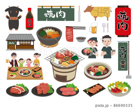 焼肉　イラスト素材セット 86690335