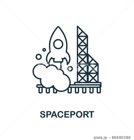 Spaceport icon. Line element from space collection. Linear Spaceport icon sign for web design, infographics and more. 86690386