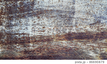 Texture of a painted metal wall covered with rust 86690879