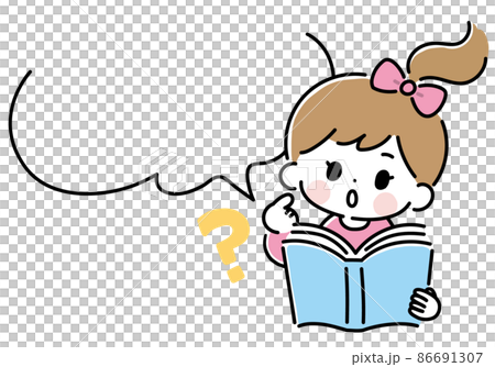 問題：兒童和女孩讀書的矢量插圖。 86691307
