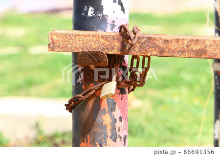 texture of old and rusty iron and metal products in a city park in Israel texture of old and rusty iron and metal products in a city park in Israel 86691356