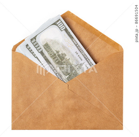 new mail envelope with dollars inside isolated on white background. 86691504
