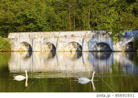 Old stone bridge over Vitek pond, Nova Hlina near Trebon, Jindrichuv Hradec district, Southern Bohemian, Czech Republic Old stone bridge over Vitek pond, Nova Hlina near Trebon, Jindrichuv Hradec district, Southern Bohemian, Czech Republic 86691931