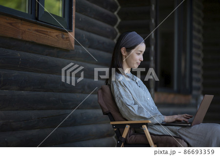 リモートワークをする女性 86693359