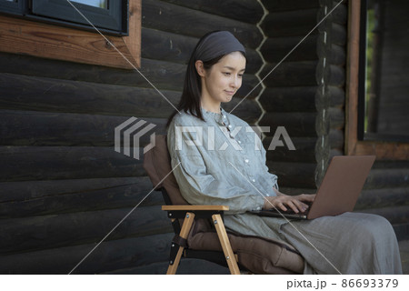 リモートワークをする女性 86693379