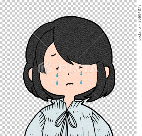 Female with sad expression loose character black hair Female with sad expression loose character black hair 86694875