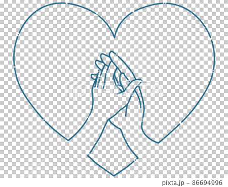 Lover's handshake, both hands, heart, blue Lover's handshake, both hands, heart, blue 86694996