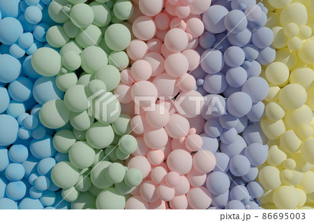 large number of festive pastel balloons in different colors 86695003