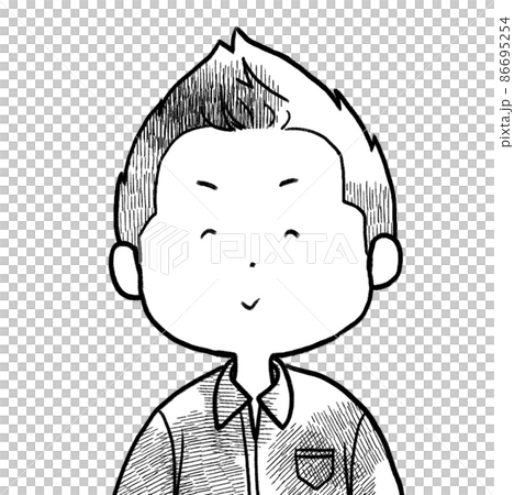 男性鬆散的面部表情插圖微笑單色 男性鬆散的面部表情插圖微笑單色 86695254