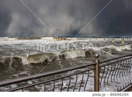 severe storm at baltic sea 86696284