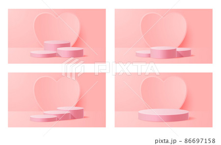 Valentine's day 3D podium product presentation for banner, advertising, and business. vector illustration 86697158