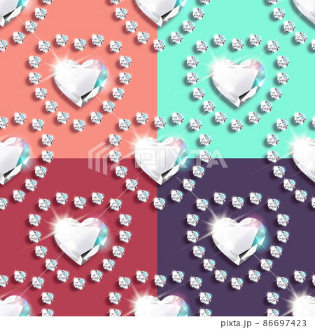 Set Hearts diamonds Seamless pattern beautifu vector 86697423