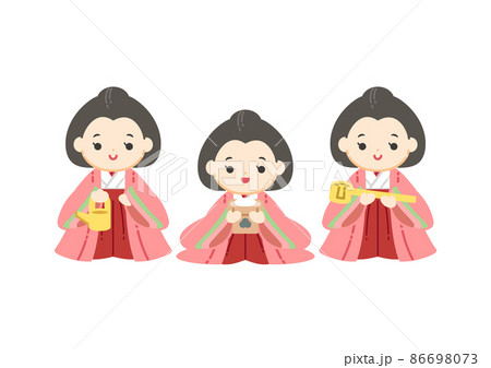 三人官女のかわいいイラスト/線画なし 三人官女のかわいいイラスト/線画なし 86698073