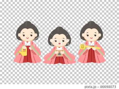 三人官女のかわいいイラスト/線画なし 三人官女のかわいいイラスト/線画なし 86698073