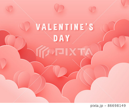 Happy Valentine's day banner design in paper cut style. Design for advertising, background, banner, social media, poster, flyer. Vector illustration. Happy Valentine's day banner design in paper cut style. Design for advertising, background, banner, social media, poster, flyer. Vector illustration. 86698149