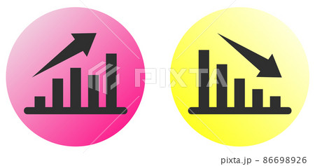 増加や減少する変化を表す棒グラフのイラストのイラスト素材