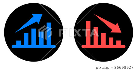 増加や減少する変化を表す棒グラフのイラストのイラスト素材
