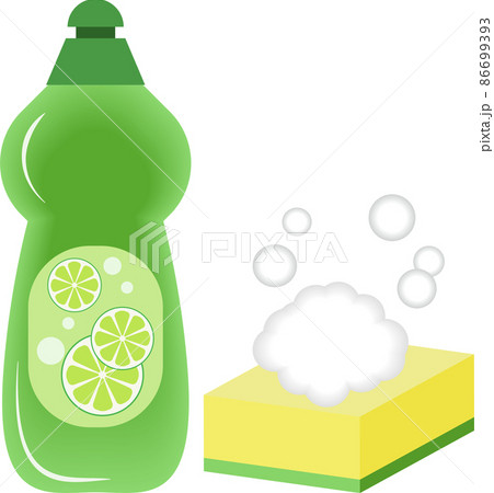 Liquid Dish Soap With A Sponge, Isolated On White Stock Photo, Picture and  Royalty Free Image. Image 28638651.