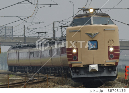 北陸本線　加賀笠間－美川　JR西日本　485系　A03編成（京都）　雷鳥 86703136