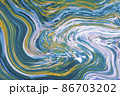 Fluid art. Marble ink colorful. Blue and Yellow marble pattern texture abstract background. can be used for background or wallpaper, Flow ink 86703202