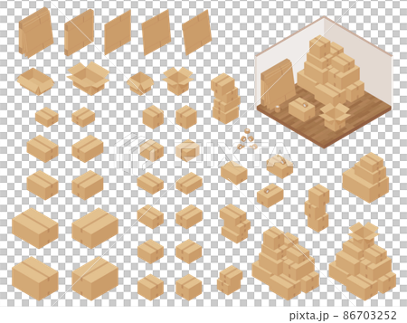 Cardboard illustration material set_isometric Cardboard illustration material set_isometric 86703252