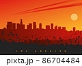 Los Angeles skyline at sunset, California, USA. Original creative vector illustration 86704484