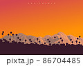 Picturesque sunset somewhere over California, USA. Original postcard style vector illustration 86704485