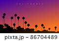 Beautiful sunset somewhere in California, USA. Creative postcard style vector illustration  86704489