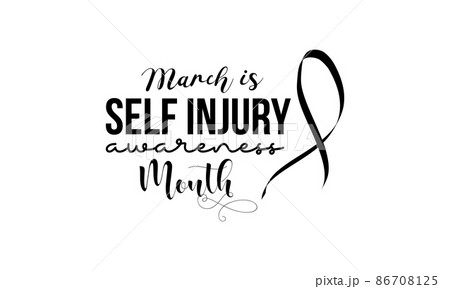 Self Injury Awareness Month. Health awareness brush calligraphy concept vector template for banner, card, poster, background. 86708125