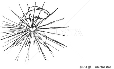 蜘蛛の巣状にひび割れたガラス 86708308