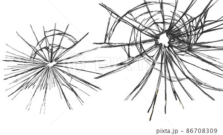 蜘蛛の巣状にひび割れたガラスのイラスト素材
