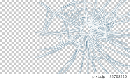 蜘蛛の巣状にひび割れたガラス 86708310