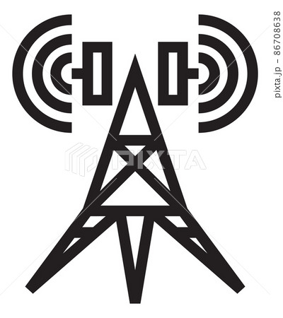 Broadcasting antenna icon. Metal tower for signal transmission Broadcasting antenna icon. Metal tower for signal transmission 86708638