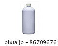 Blue bottle with metal aluminum cap isolated on white background. Cosmetic bottle with dispenser liquid container for gel, lotion, bath foam 3d illustration realistic mockup. Sanitizer pump. 86709676