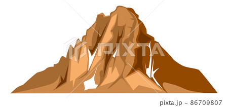Rock mountain with snow ridges. High peak landscape Rock mountain with snow ridges. High peak landscape 86709807