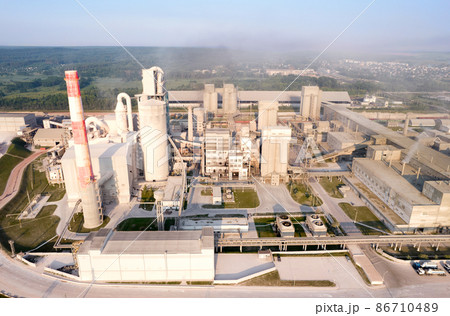View of the cement plant with pipes.  86710489