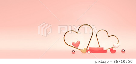 Hearts with podium - Appreciation and love theme - 3D 86710556