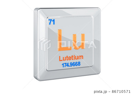 Lutetium Lu, chemical element sign. 3D rendering Lutetium Lu, chemical element sign. 3D rendering 86710571