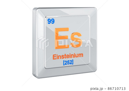 Einsteinium Es, chemical element sign. 3D rendering 86710713