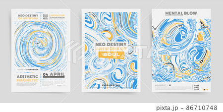 Summer Abstract template design with typography for poster, flyer, brochure, placard, presentation or cover. Vector blue and yellow ink and rounded shape background set. Summer Abstract template design with typography for poster, flyer, brochure, placard, presentation or cover. Vector blue and yellow ink and rounded shape background set. 86710748