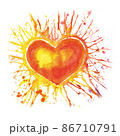 Watercolor illustration hand drawn love heart with paint smudges. 86710791