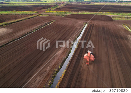 Peat Harvester Tractor on Collecting Extracting Peat.  86710820