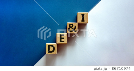 DEI, Diversity, equity and inclusion symbol. Concept words DEI, diversity, equity and inclusion on wooden cubes on beautiful white background. Business, DEI, diversity, equity and inclusion concept. DEI, Diversity, equity and inclusion symbol. Concept words DEI, diversity, equity and inclusion on wooden cubes on beautiful white background. Business, DEI, diversity, equity and inclusion concept. 86710974