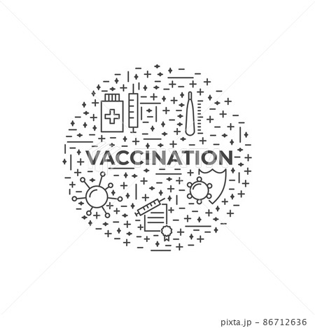 Vaccination and immunization line icon design element. Collection Vaccination and immunization line icon design element. Collection 86712636