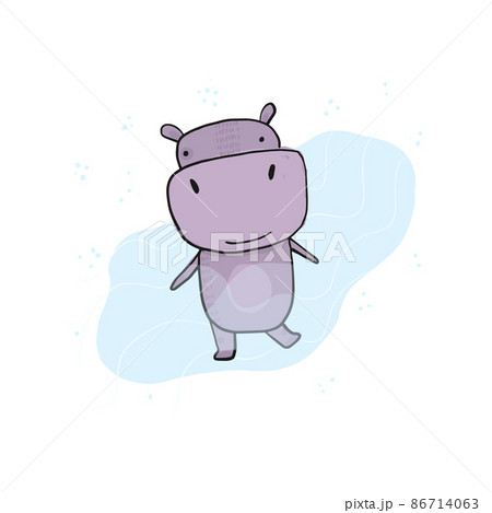 Cute purple hippopotamus in water illustration 86714063
