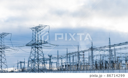Power high voltage electric power lines energy industry Power high voltage electric power lines energy industry 86714299